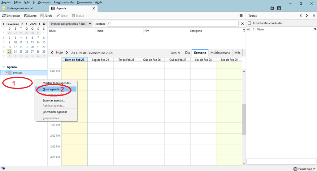 Configurar Agenda no Thunderbird 2 Configurar Agenda no Thunderbird 2